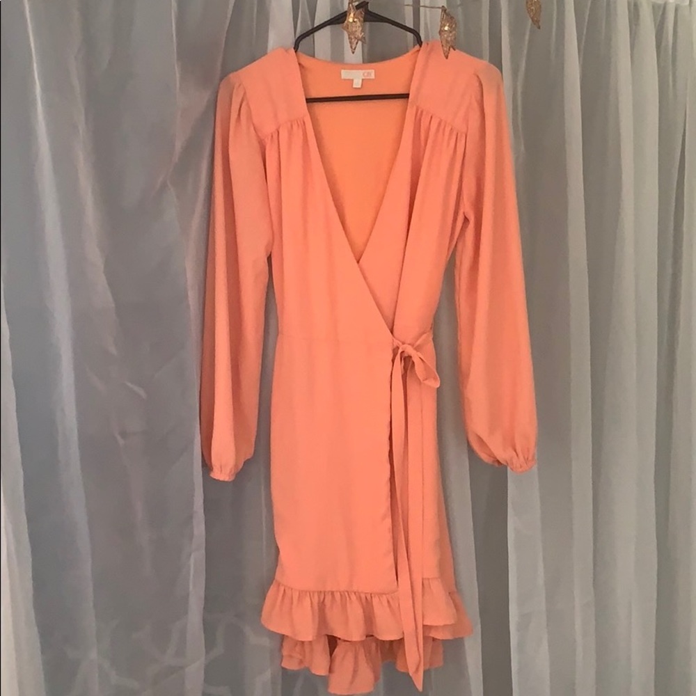 Pink Flirty Ruffle Wrap Dress Sz S